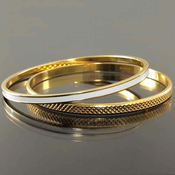 Vintage Monet Bracelets,  White enamel gold tone/ textured gold plated. - Picture 1 of 3